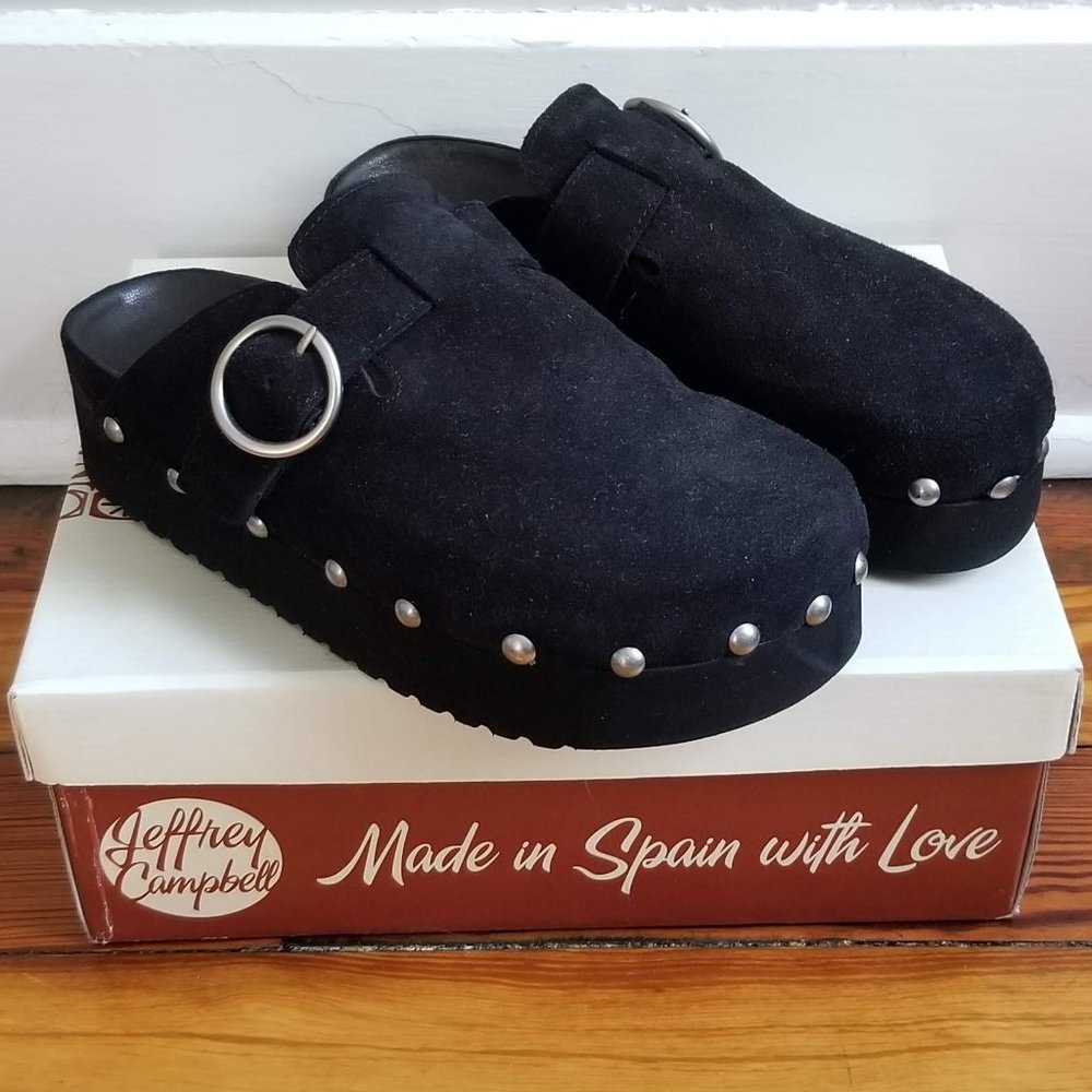 Jeffery Campbell Osha Black Suede Platform Clog
